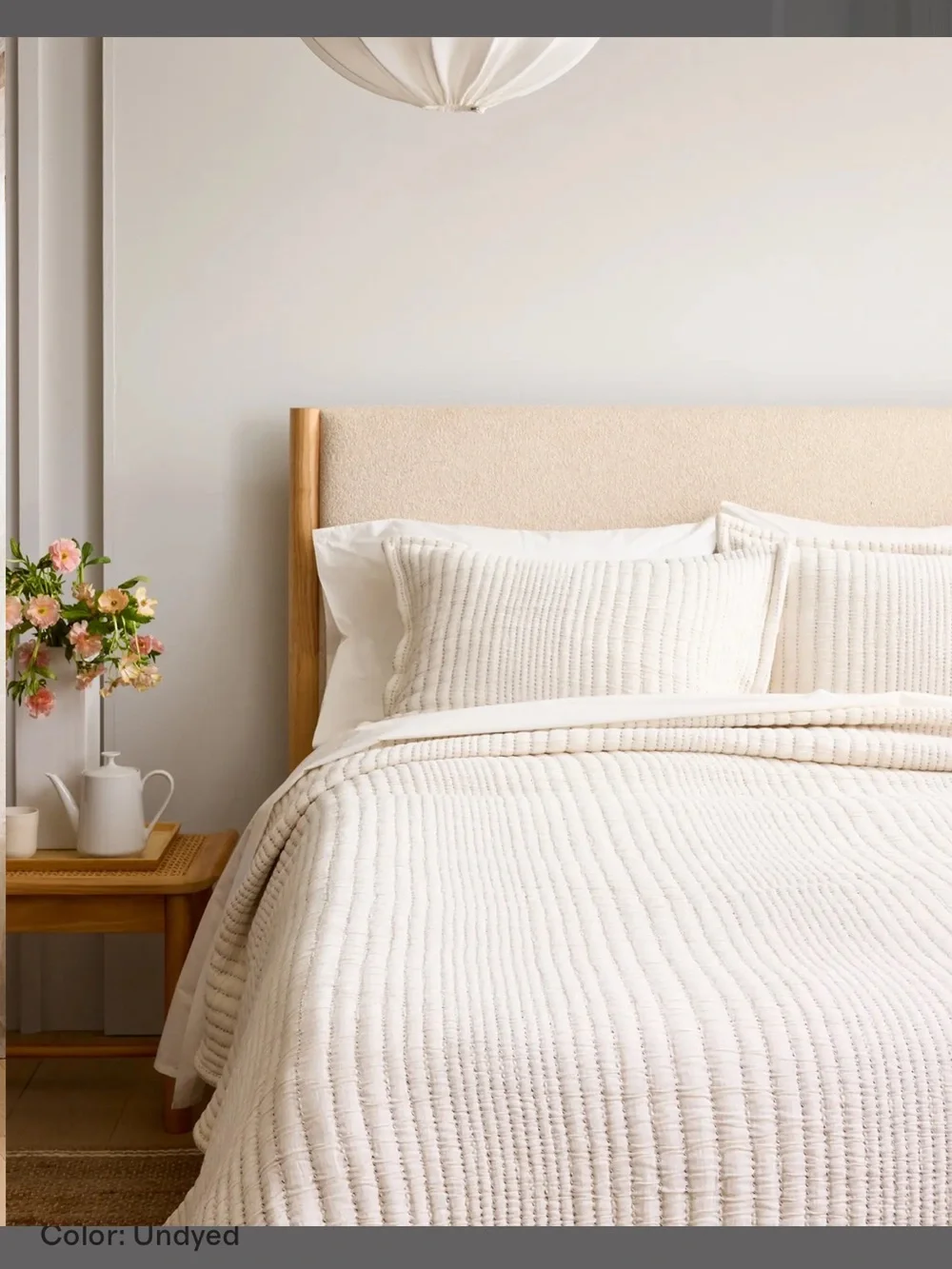NWT Quince Organic Cotton Channel Stitch Undyed Coverlet & Sham!